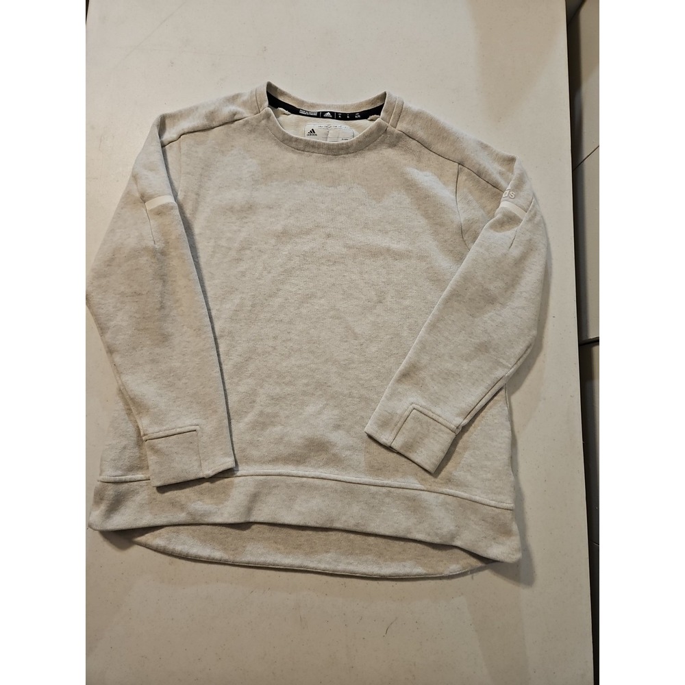 Adidas Sweater Women's Cream Melange White Coaches Pullover XL Sweatshirt (A1184